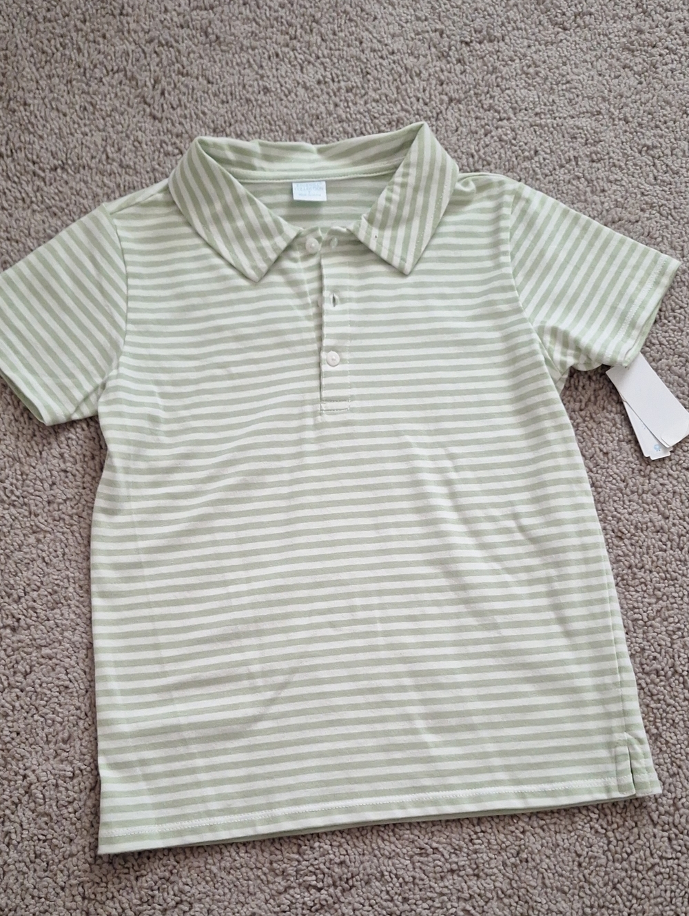 Edgehill Collection Light Green and White Striped Polo